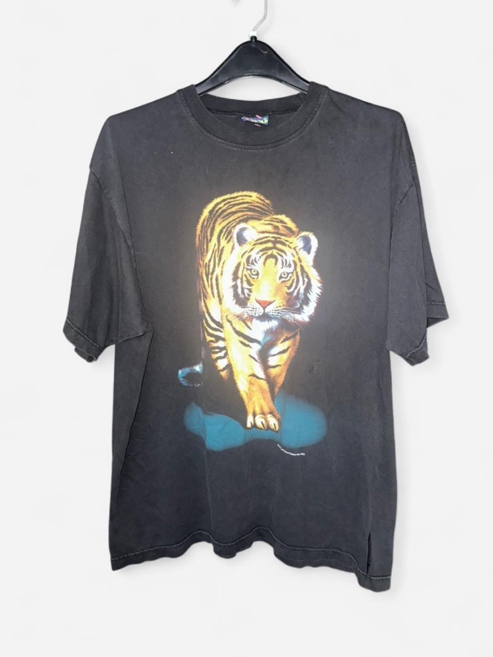 Rare Black Graphic Tee with Vibrant Tiger Print